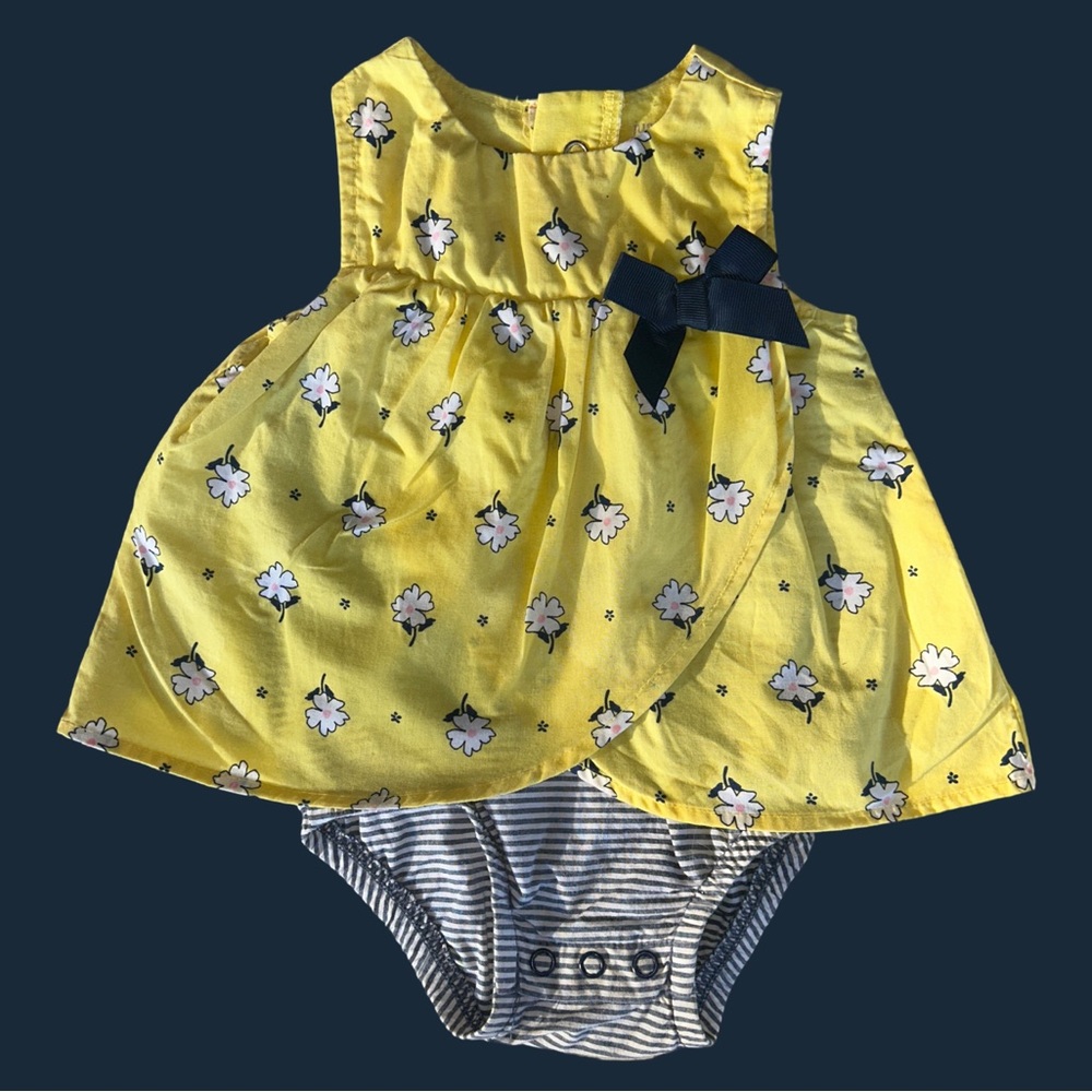 Just One You by Carter's Baby Girls Yellow Floral Onesie Dress Size 3M